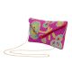 Pink Floral Beaded Cotton Crossbody Hand Bag For Women 